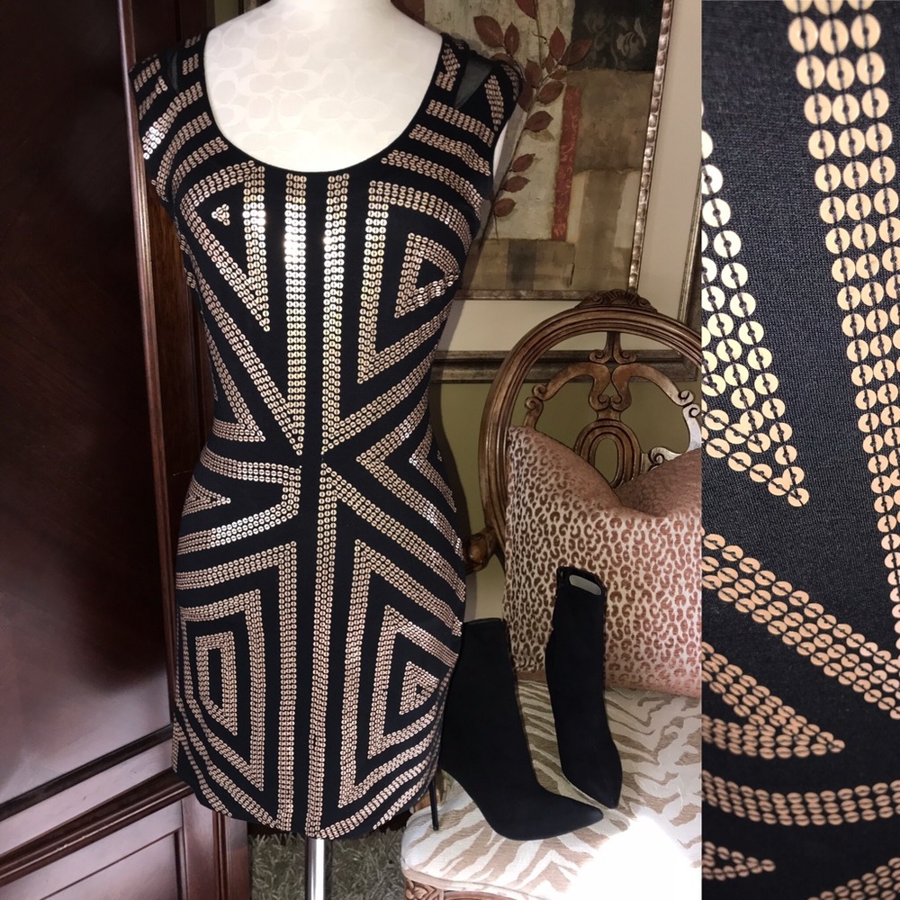 Black dress with sequin pattern
